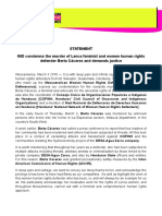 STATEMENT IMD condemns the murder of Lenca feminist and women human rights defender Berta Cáceres and demands justice 03032016