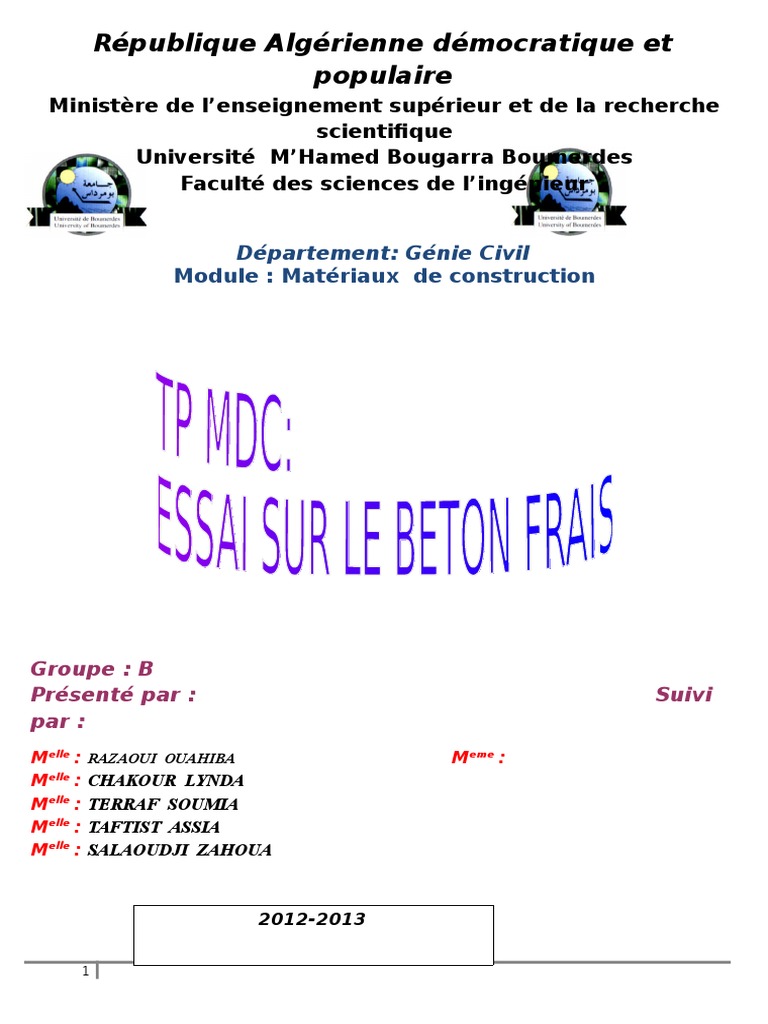 Essai Sur Beton Frais Béton Ciment