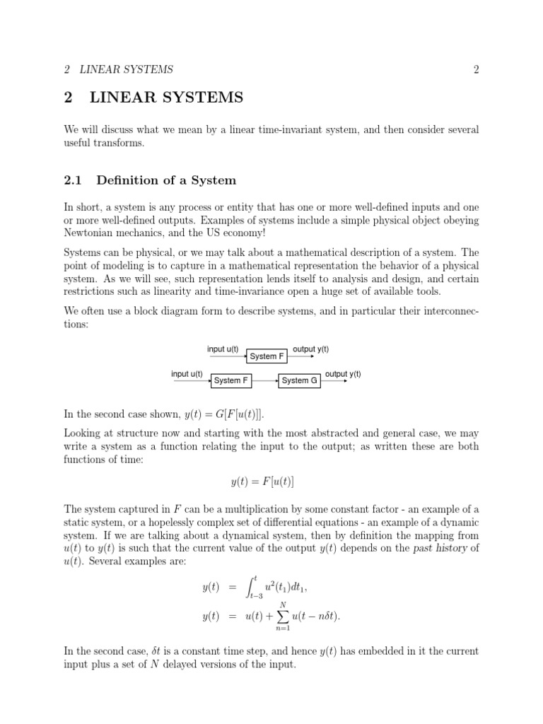 Linear Systems Review | PDF | Laplace Transform | Convolution