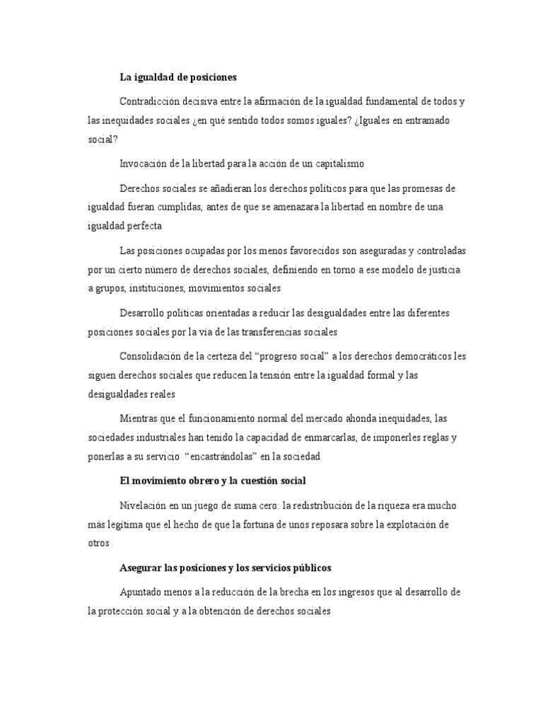 Crítica a la Igualdad de Posiciones | PDF | Desigualdad social ...