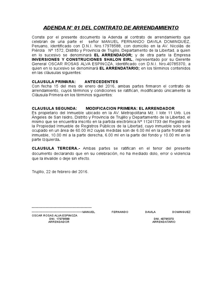 Adenda de Contrato