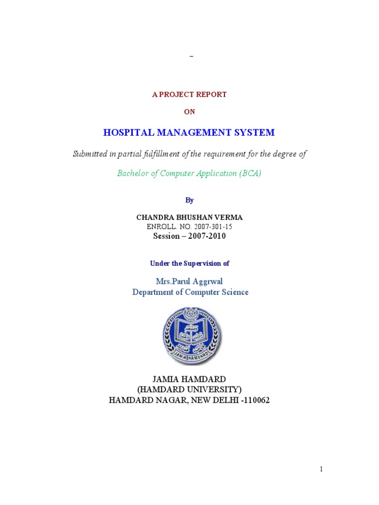 Hospital Management System Project Report | PDF | Feasibility Study ...