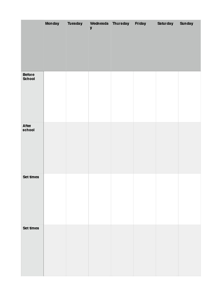 Weekly Schedule Overview | PDF