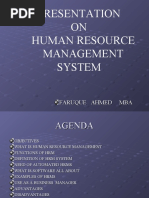 Presentation ON Human Resource Management System: Faruque Ahmed Mba