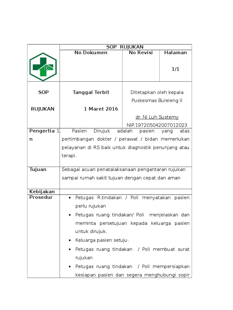 Sop Rujukan | PDF