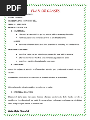 Plan De Clases Habitat Agua Dulce