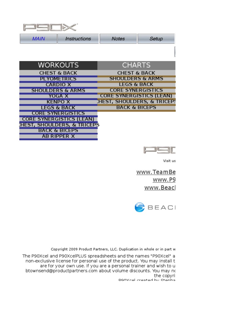 P90X -WorkoutSoft Worksheet | Body Mass Index | Heart Rate