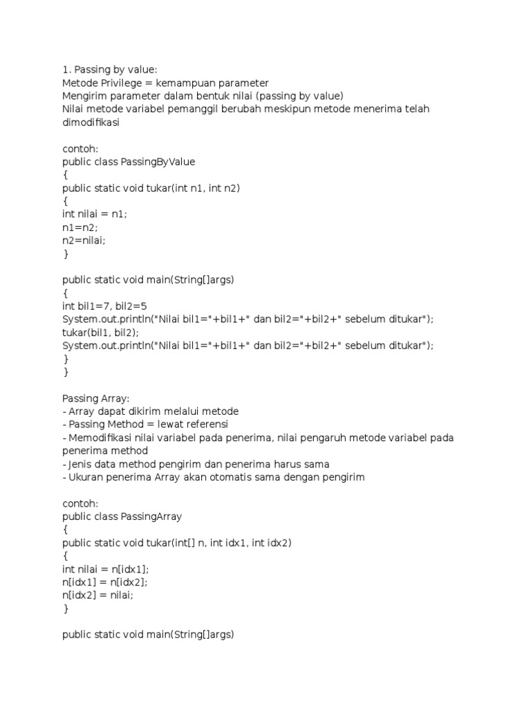 Passing by Value dan Array dalam Java | PDF | Komputer