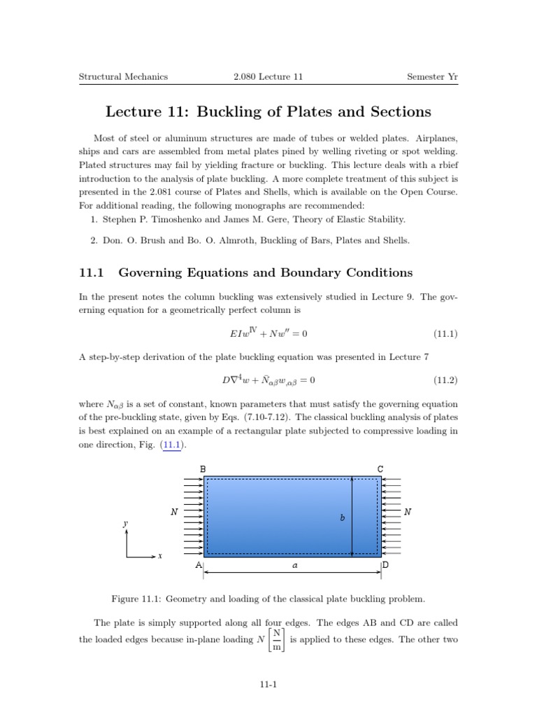 Plate Buckling Analysis in Structures | PDF | Buckling | Bending