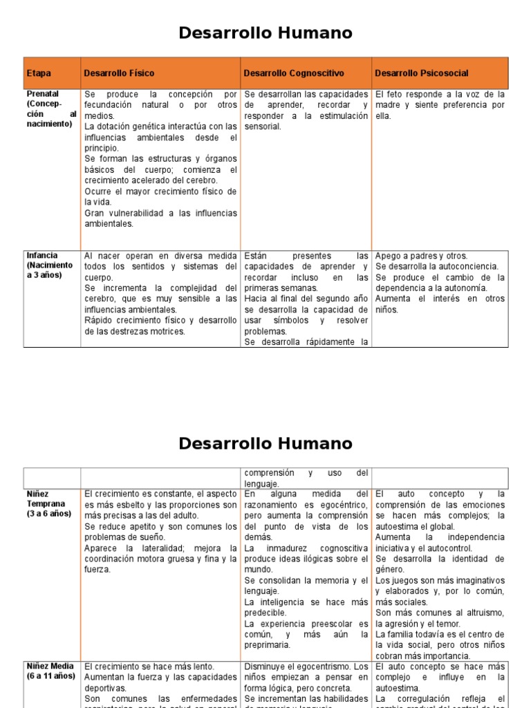 Las 7 Etapas del Desarrollo Humano | PDF | Adultos | Conceptos psicologicos