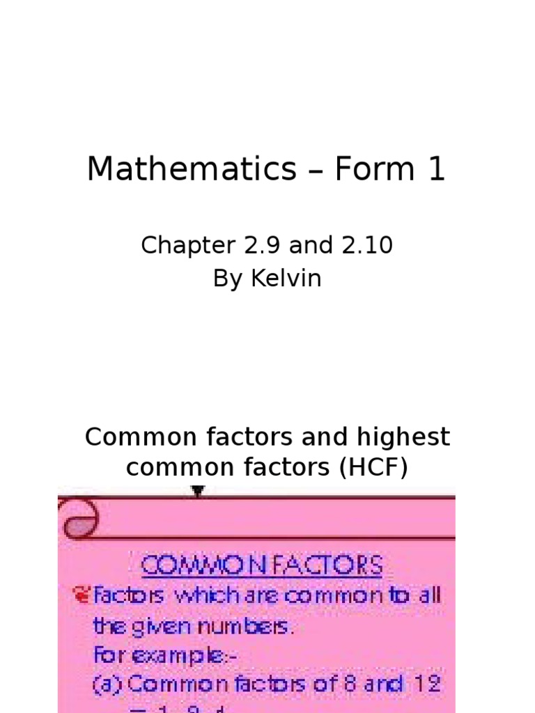 Common Factors & HCF Guide | PDF | Science & Mathematics | Technology ...