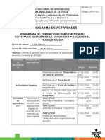 Cronograma Actividades SG SST