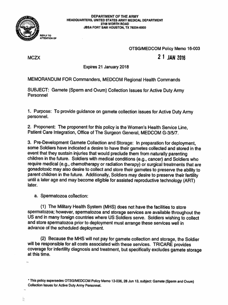 Memorandum for Commanders, Regional Health Commands