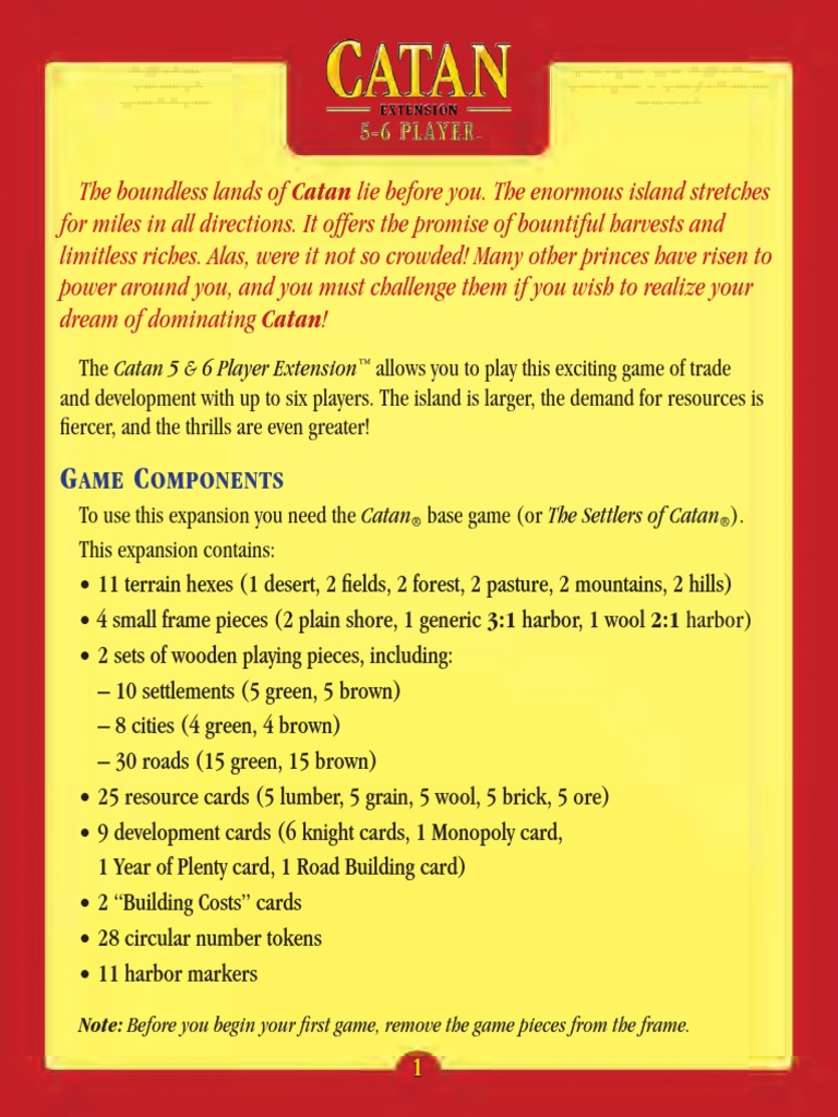 Catan Rulebook PDF Gaming Tabletop Games