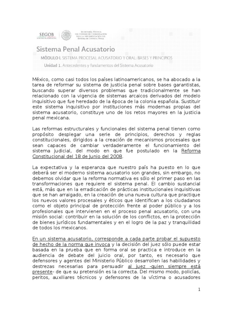 Sistema Penal Acusatorio | PDF | Procedimiento Criminal | Evidencia (ley)