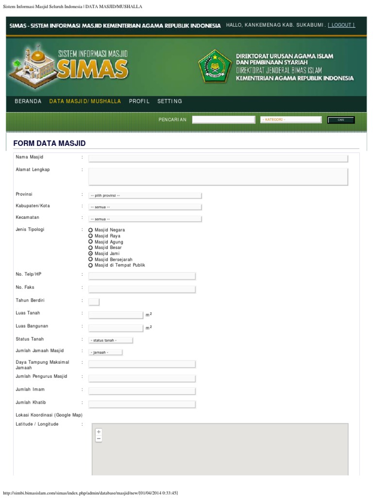 Data Masjid di Sistem SIMAS Kemenag | PDF