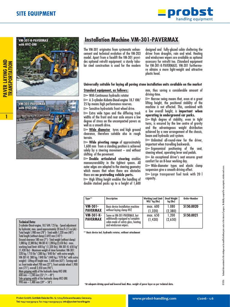 Probst Laying Machine Catalog Page 1.6 | PDF | Technology & Engineering