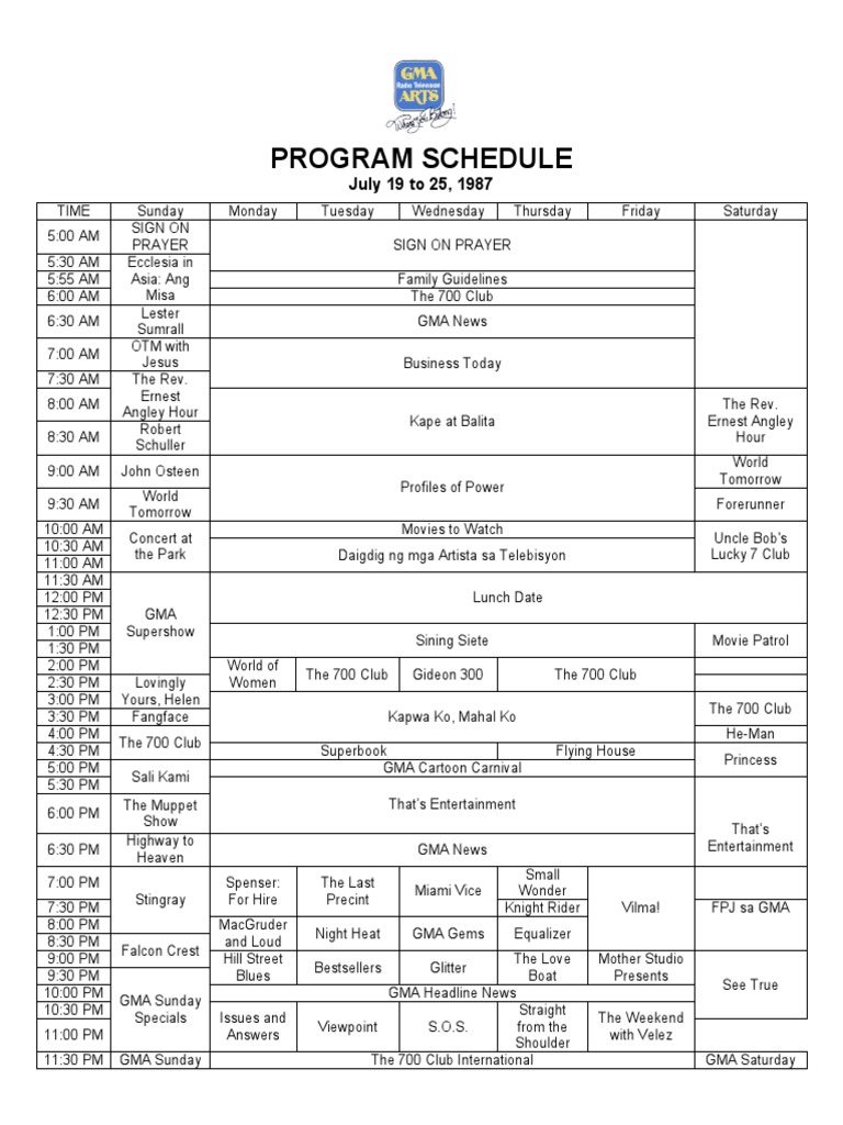 GMA7 Program Schedule (Week 24)