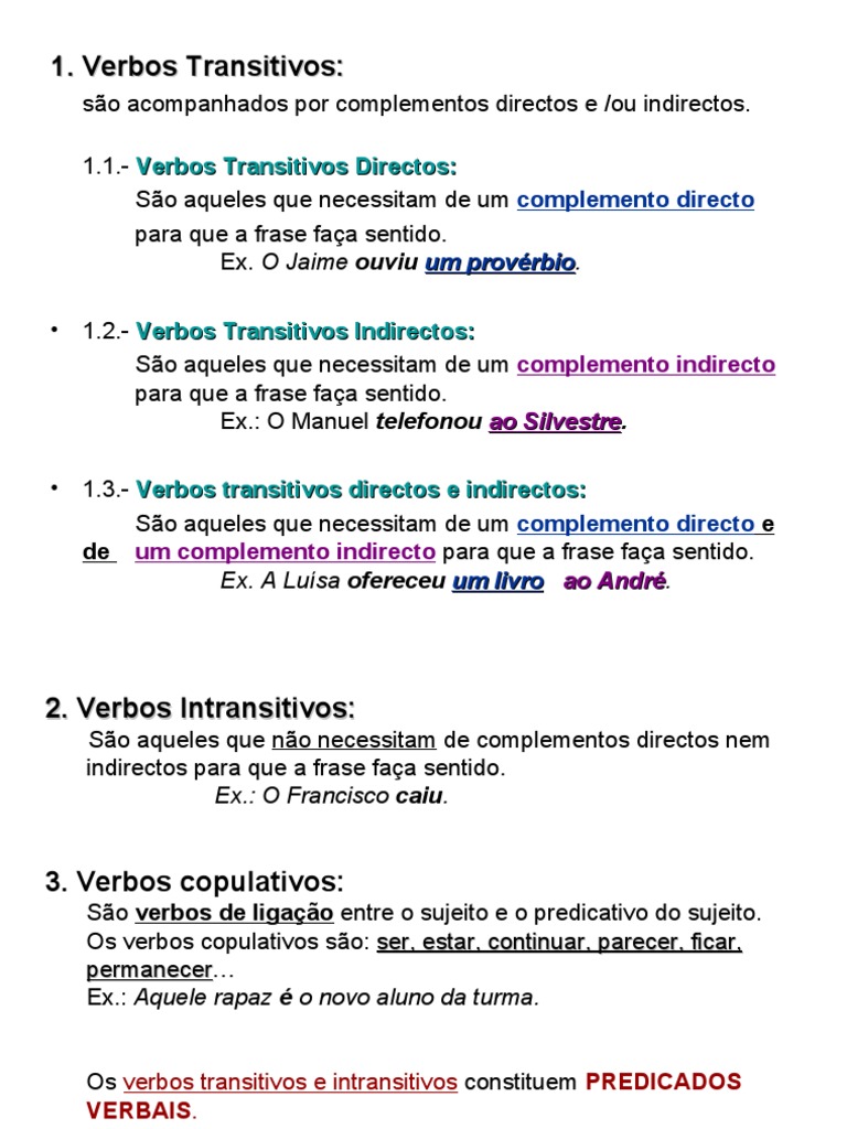 Assinale A Alternativa Em Que O Verbo E Transitivo Direto