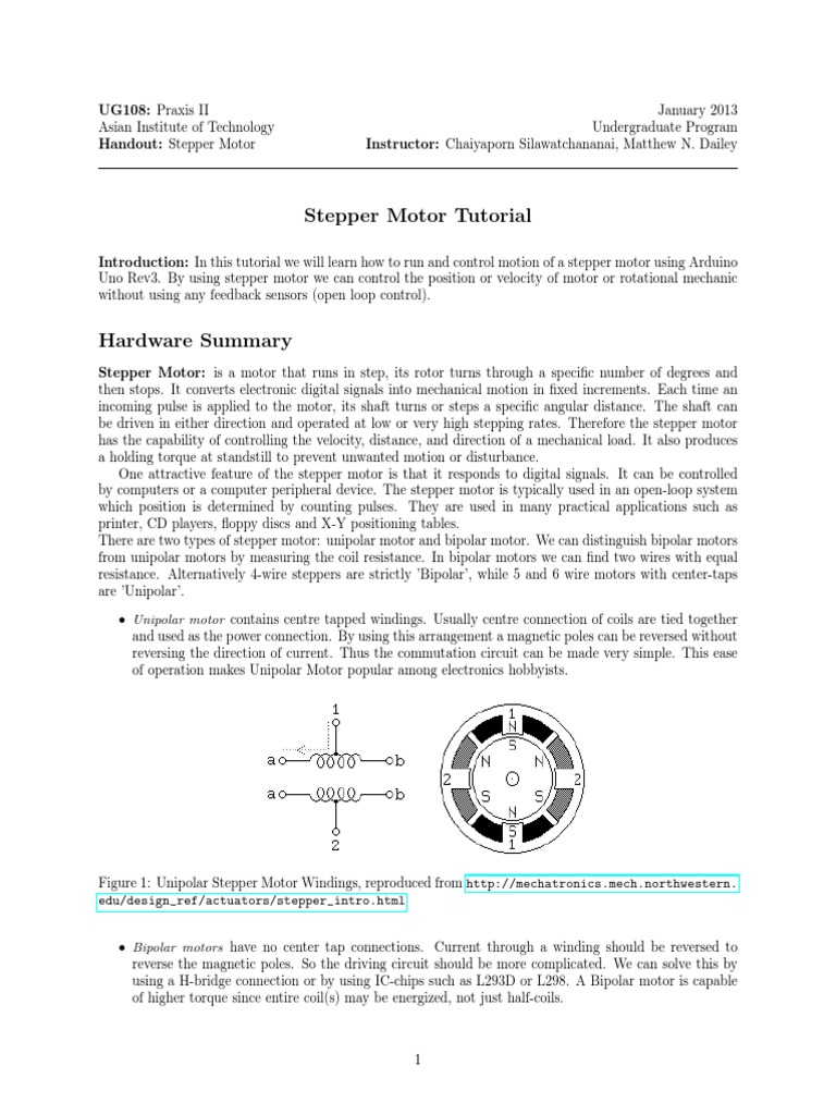 Stepper Motor Tutorial PDF Electric Motor Electricity