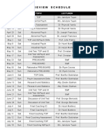 Review Schedule: Date DAY Topic Lecturer