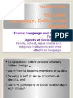 Language and Culture Agents of Socialization