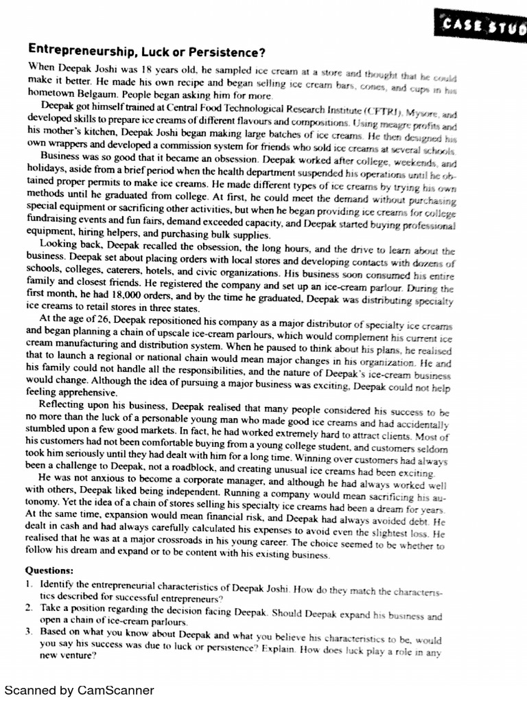 Case study on entrepreneurship luck or persistence image