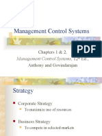 Management Control Systems: Chapters 1 & 2, Ed., Anthony and Govindarajan