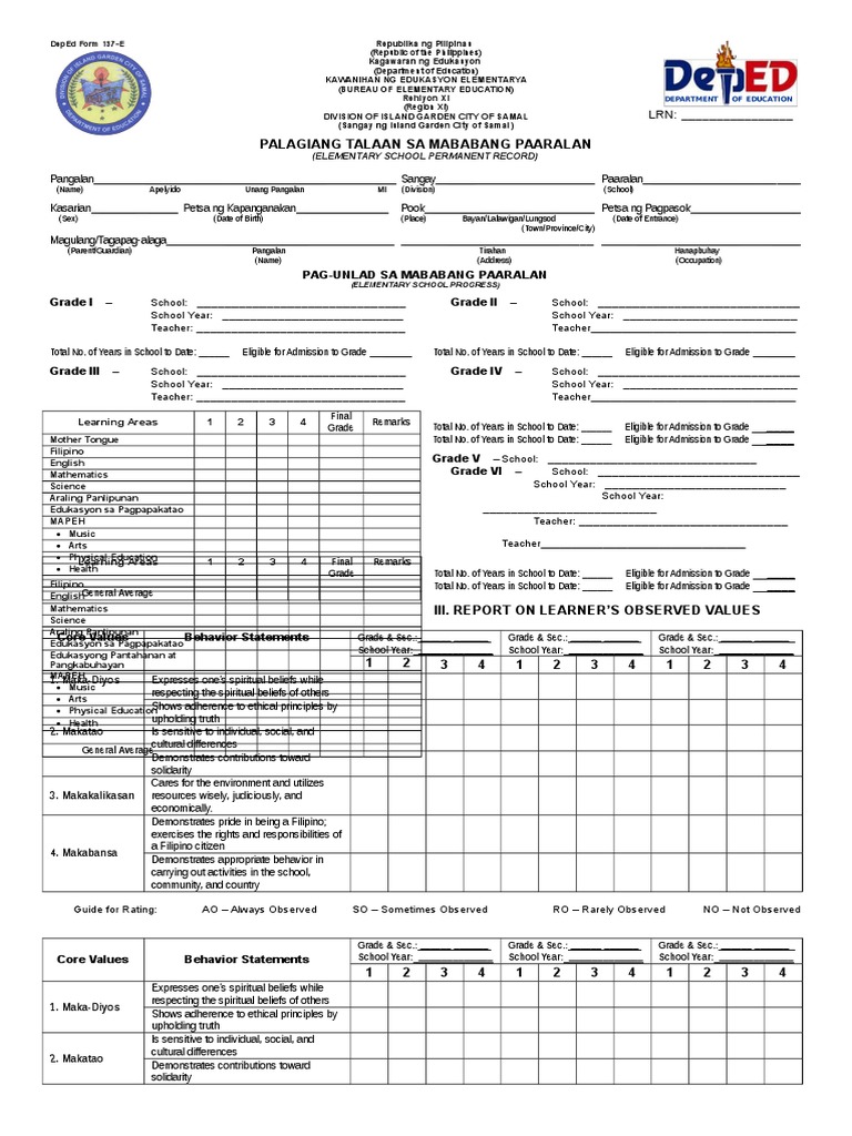 form-137-e-new-form-for-elem-doc-value-ethics-cognition