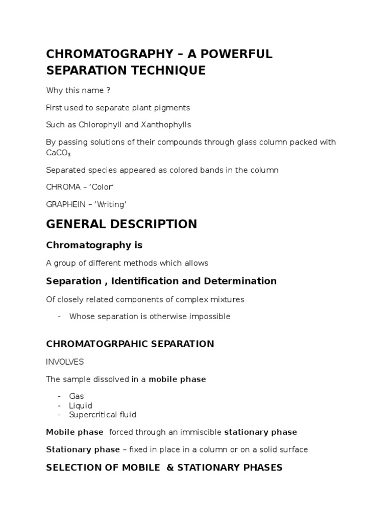 Chromatography - A Powerful Separation Technique | PDF