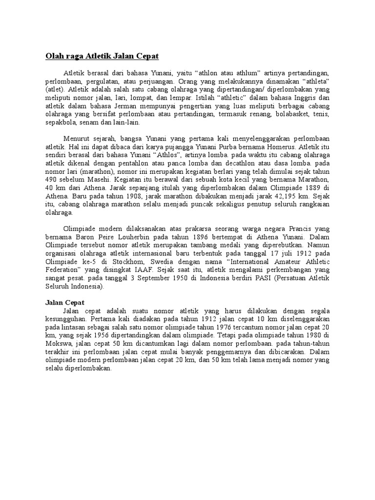 Olah Raga Atletik Jalan Cepat Pdf