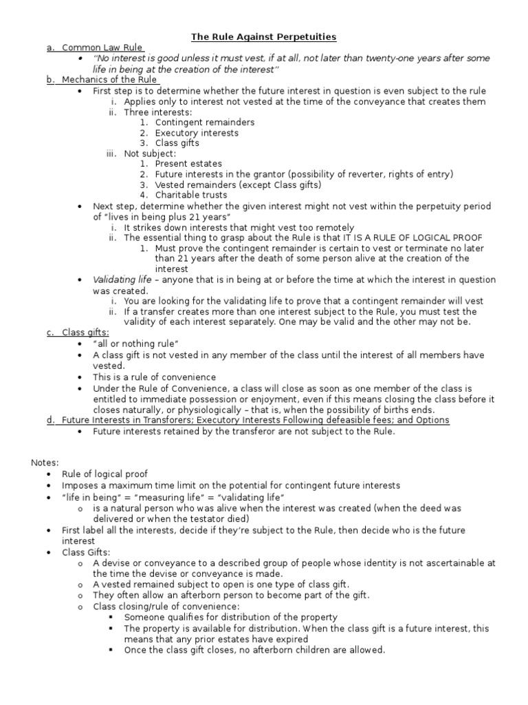 Understanding the Rule Against Perpetuities | PDF | Common Law | Legal ...