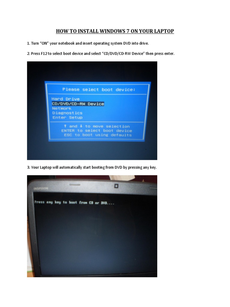 How To Install Windows 7 On Your Laptop | PDF | Computers