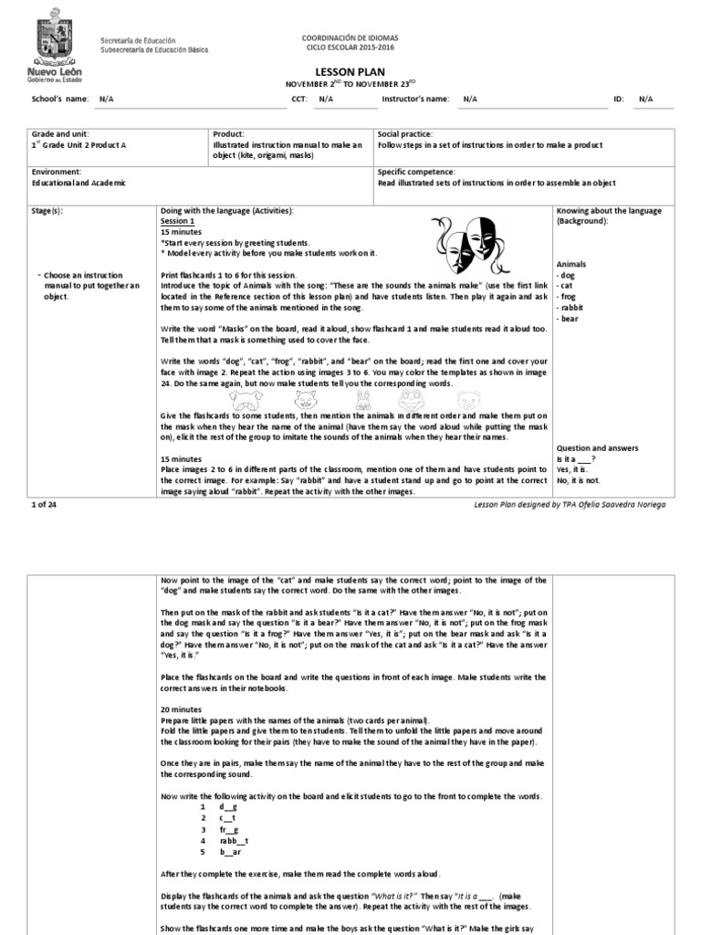 1st Grade Lesson Plans