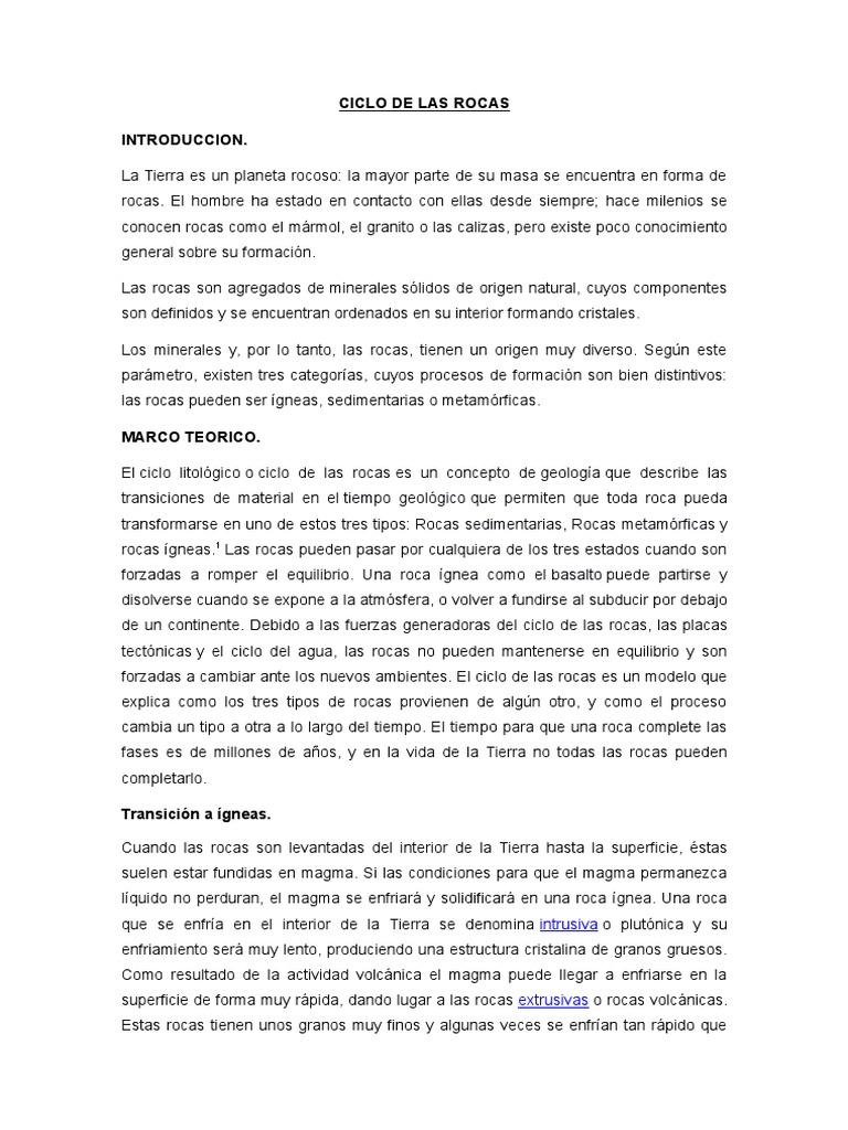 Ciclo de Las Rocas | PDF | Roca (geología) | Materiales naturales