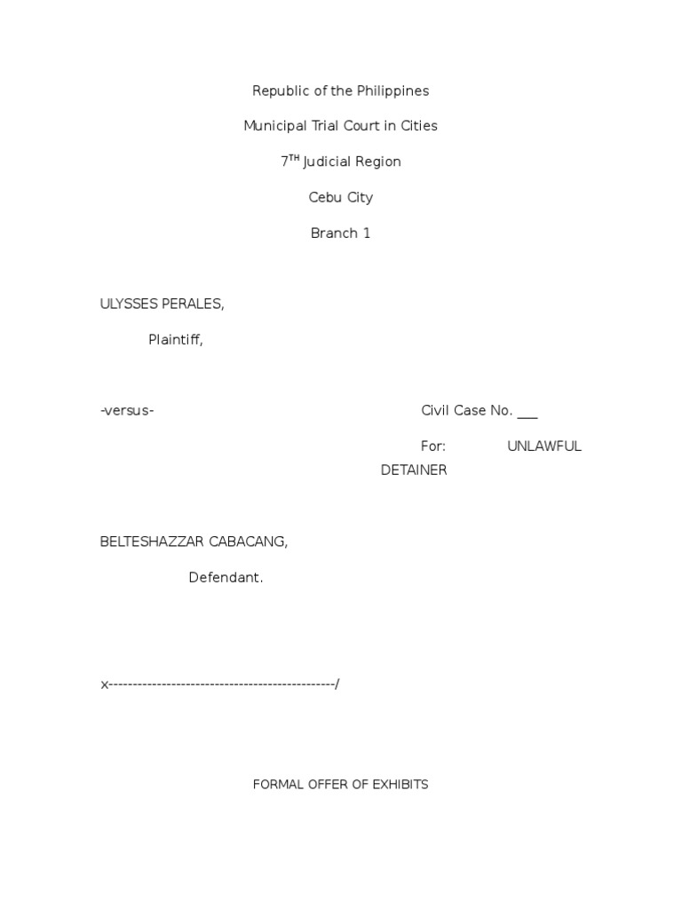 Sample written formal offer of evidence pdf