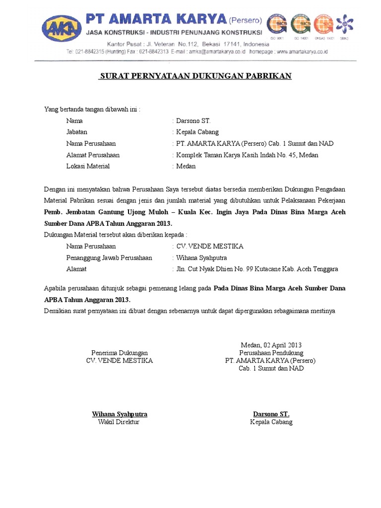 Surat Pernyataan Dukungan Pabrikan Aulia DASAR-DASAR SIMULASI DAN PEMODELAN A.