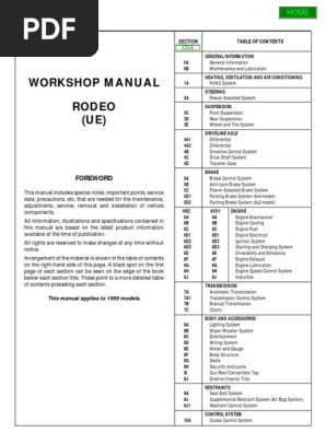 1999 Isuzu Rodeo Ue Us Version Service Manual Motor Oil Transmission Mechanics
