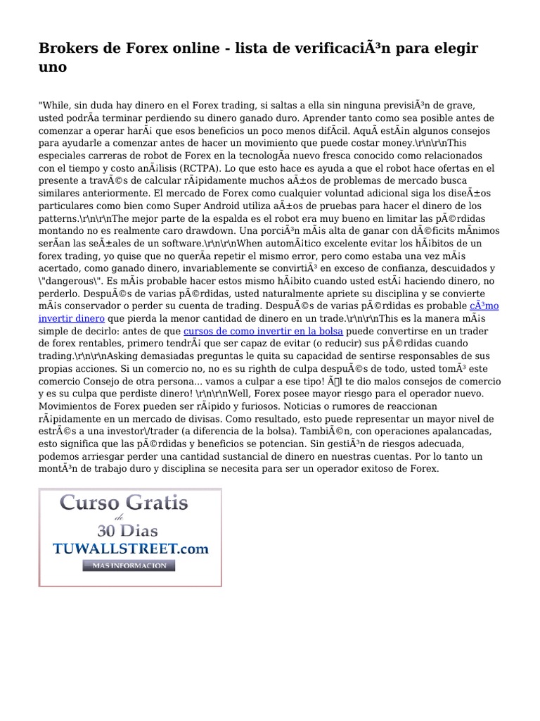 Brokers de Forex Online - Lista de Verificación para Elegir Uno | PDF ...