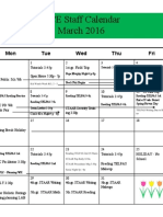 Staff Calendar - March 2016