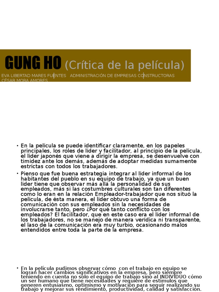 Gung Ho (Crítica de La Película) Leadership Leadership & Mentoring