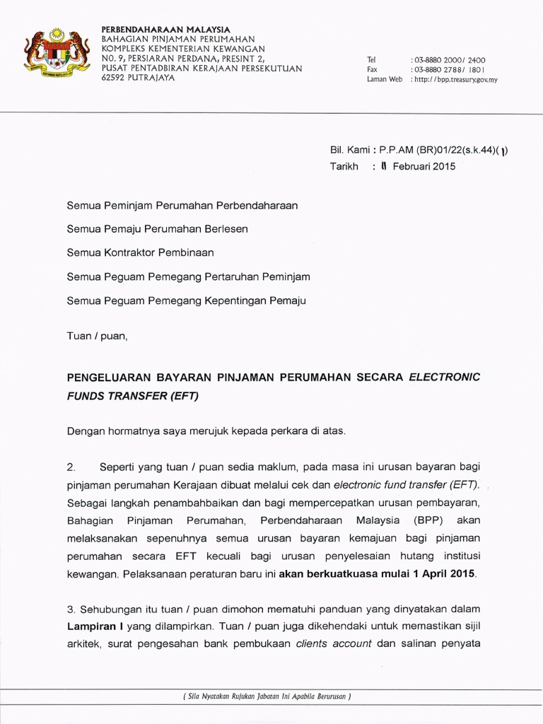 Surat Arahan Pelaksanaan EFT
