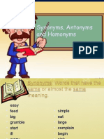 Synonyms Antonyms Homophones Homographs Powerpoint