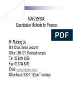 MAF759/904: Quantitative Methods For Finance