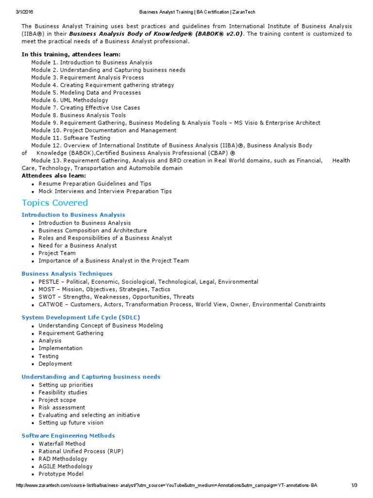 Business Analyst Training | PDF | Software Development Process | Use Case