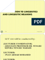 Introduction To Linguistic and Linguistic Meaning LET 103