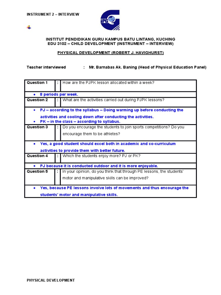3 Instrument 2 Interview Physical | PDF