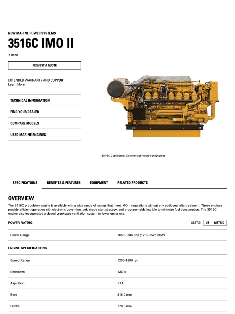 CATERPILLAR 3516 Spec PDF