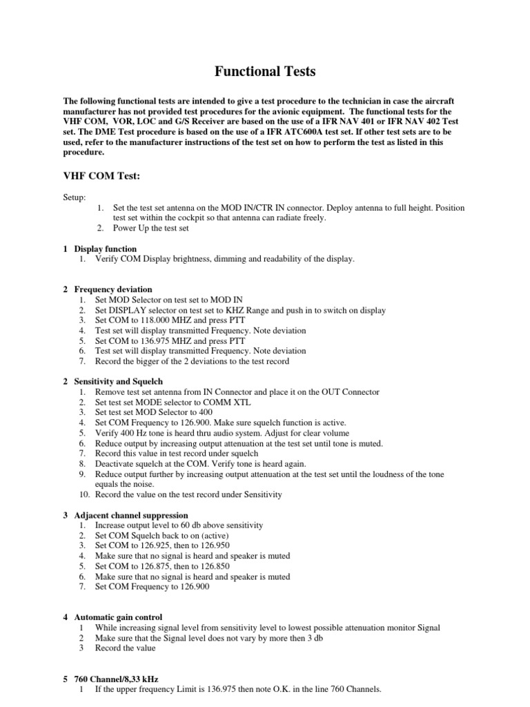 VHF COM and DME Test Procedures | PDF | Frequency Modulation | Antenna ...