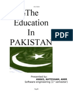 The Education in Pakistan: Presented By: Software Engineering (1 Semester)